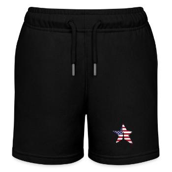 star america, freedom flag usa star freiheitsst - Kids Organic Sweat Shorts by Stanley/Stella - black - Front