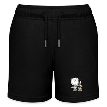 Funny sausage grilling stick figure - Kids Organic Sweat Shorts by Stanley/Stella - black - Front
