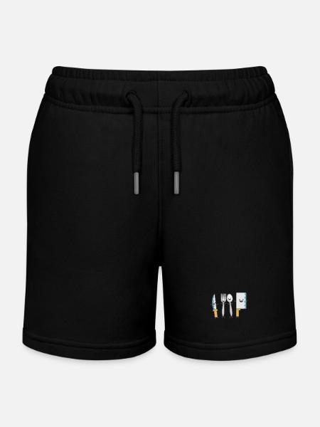 Children's motif dancing cutlery children's shirt cutlery - Kids Organic Sweat Shorts by Stanley/Stella - black