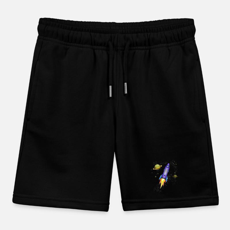 Rocket in space Kids Organic Sweat Shorts by Stanley/Stella