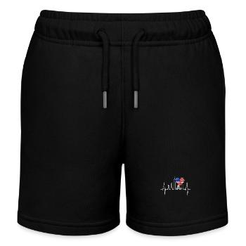 New York Skyline Herzschlag Herz USA Geschenk NY - Kinder Organic Joggingshorts Mini Bolter von Stanley/Stella - Schwarz - Vorne