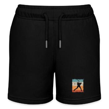 Baseball Baseball Player Baseball Bat - Kids Organic Sweat Shorts by Stanley/Stella - black - Front