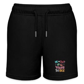 Gender Reveal Baby Shower - Kids Organic Sweat Shorts by Stanley/Stella - black - Front