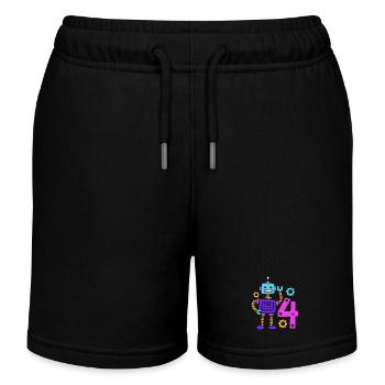 Robot 4e anniversaire 4 ans - Short de jogging enfant bio Stanley/Stella - noir - Devant