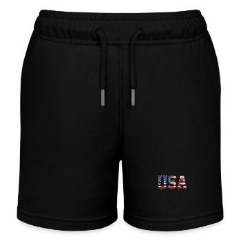 USA flag - Kids Organic Sweat Shorts by Stanley/Stella - black - Front
