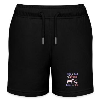 Horse Dog Horse Lover Dog Lover - Kids Organic Sweat Shorts by Stanley/Stella - black - Front