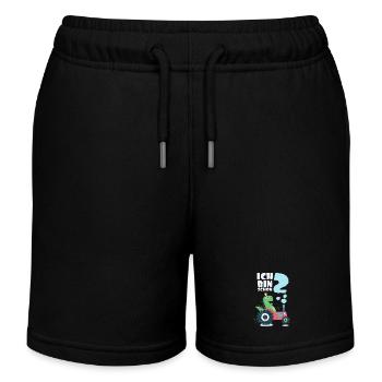 2 Jahre 2. Geburtstag Traktor Dinosaurier Trecker - Kinder Organic Joggingshorts Mini Bolter von Stanley/Stella - Schwarz - Vorne