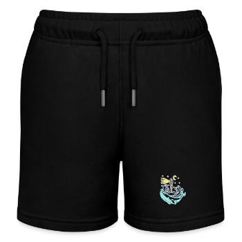 Lighthouse Coast Lake Sea - Kids Organic Sweat Shorts by Stanley/Stella - black - Front
