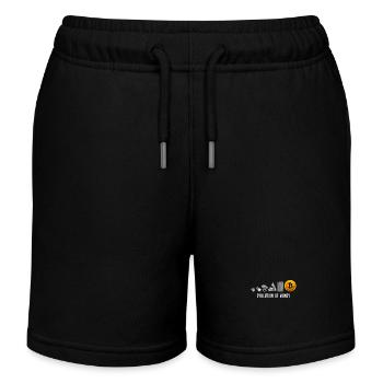 Evolution Of Money Geld Bitcoin Plan B Crypto - Kids Organic Sweat Shorts by Stanley/Stella - black - Front