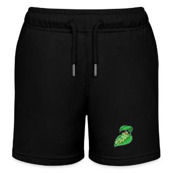 Raupe mit Blatt als Sonnenschirm - Kinder Organic Joggingshorts Mini Bolter von Stanley/Stella - Schwarz - Vorne