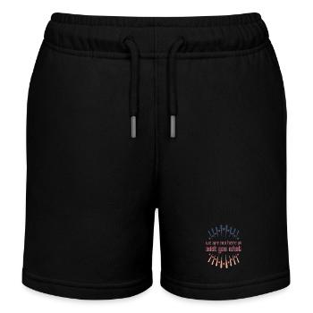 We are not here at wish you what Denglisch Retro - Kinder Organic Joggingshorts Mini Bolter von Stanley/Stella - Schwarz - Vorne