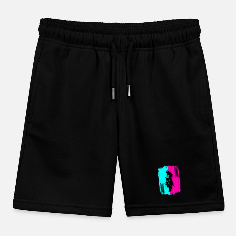 Black Samurai In A Turquoise And Pink Frame Kids Organic Sweat Shorts by Stanley/Stella