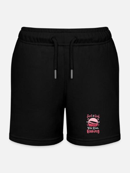 Backen Bäcker Retro - Kinder Organic Joggingshorts Mini Bolter von Stanley/Stella - Schwarz