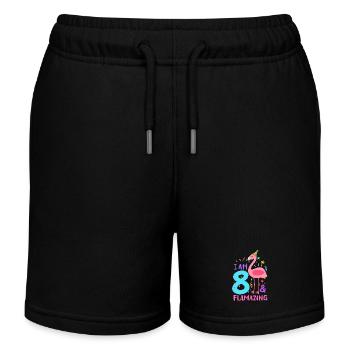 8. Geburtstag Flamingo - Kinder Organic Joggingshorts Mini Bolter von Stanley/Stella - Schwarz - Vorne