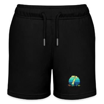 Dinosaurier 7 Jahre Geschenk 7. Geburtstag Retro - Kinder Organic Joggingshorts Mini Bolter von Stanley/Stella - Schwarz - Vorne