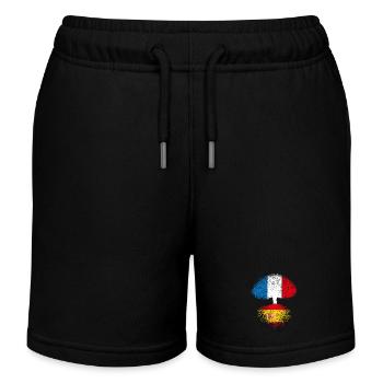Tree France Spain Spanish roots flags - Kids Organic Sweat Shorts by Stanley/Stella - black - Front