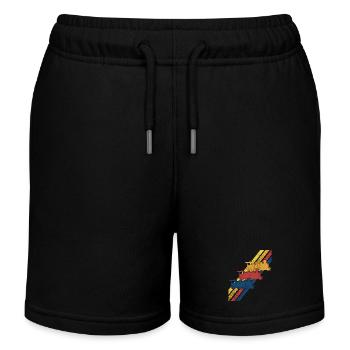 Zug Lokomotive Eisenbahn Modelleisenbahn - Kinder Organic Joggingshorts Mini Bolter von Stanley/Stella - Schwarz - Vorne