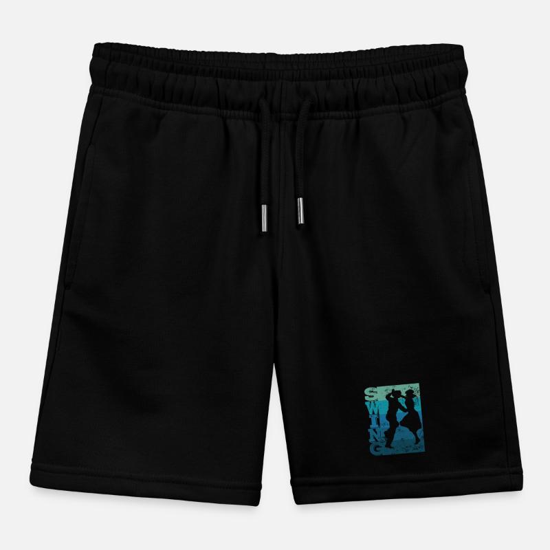 Boogie Woogie Swing Dancing Retro Colors Vintage Kids Organic Sweat Shorts by Stanley/Stella