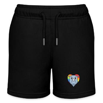 Nashorn Lgbt Regenbogen Farben - Kinder Organic Joggingshorts Mini Bolter von Stanley/Stella - Schwarz - Vorne