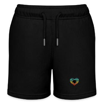 I love drums and drums retro heart - Kids Organic Sweat Shorts by Stanley/Stella - black - Front