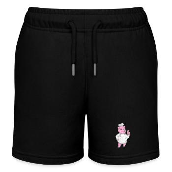 Pig Chef Chef Hat Cooking - Kids Organic Sweat Shorts by Stanley/Stella - black - Front