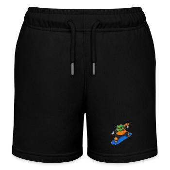 Frog Snowboarder Snowboard - Kids Organic Sweat Shorts by Stanley/Stella - black - Front