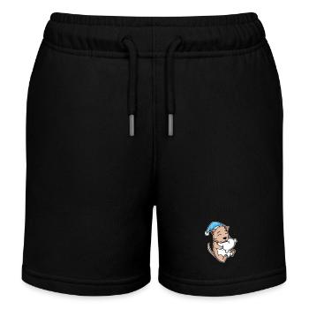 Cat with sleeping cap and pillow - Kids Organic Sweat Shorts by Stanley/Stella - black - Front