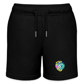 Astronaut im Weltall mit Raketen - Kinder Organic Joggingshorts Mini Bolter von Stanley/Stella - Schwarz - Vorne