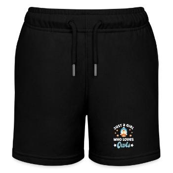 Eule Eulen - Kinder Organic Joggingshorts Mini Bolter von Stanley/Stella - Schwarz - Vorne