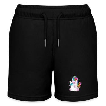Unicorn Baby Bottle Milk - Kids Organic Sweat Shorts by Stanley/Stella - black - Front