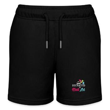 Easily distracted by Nail Art Nail Tech - Kids Organic Sweat Shorts by Stanley/Stella - black - Front
