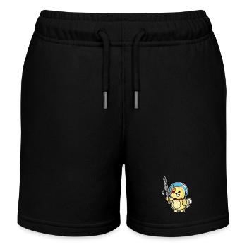 Niedliche Katze Katze Fischer und Fisch Humor Pfirsich - Kinder Organic Joggingshorts Mini Bolter von Stanley/Stella - Schwarz - Vorne