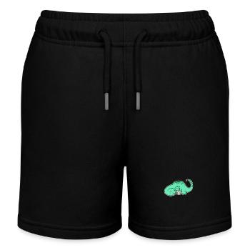 Dinosaur with baby dinosaur - Kids Organic Sweat Shorts by Stanley/Stella - black - Front