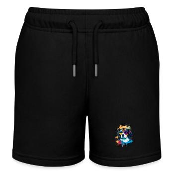Colorful Cute dog with Sunglasses Animal Design - Kinder Organic Joggingshorts Mini Bolter von Stanley/Stella - Schwarz - Vorne