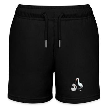 Kraniche Familie - Kraniche mit Baby - Kinder Organic Joggingshorts Mini Bolter von Stanley/Stella - Schwarz - Vorne