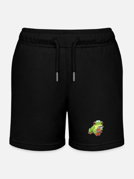 Frog Nurse - Kids Organic Sweat Shorts by Stanley/Stella - black