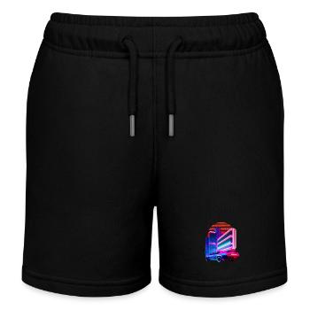 Retro Wave 80s Sportwagen Vaporwave - Kinder Organic Joggingshorts Mini Bolter von Stanley/Stella - Schwarz - Vorne