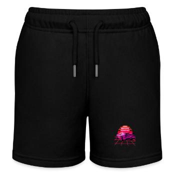 Retro Wave super Car Sunset - Kids Organic Sweat Shorts by Stanley/Stella - black - Front