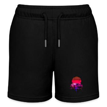 Retro Wave Supercar Sunset - Kids Organic Sweat Shorts by Stanley/Stella - black - Front