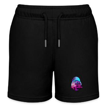 Retro Wave Supercar Vaporwave - Kids Organic Sweat Shorts by Stanley/Stella - black - Front