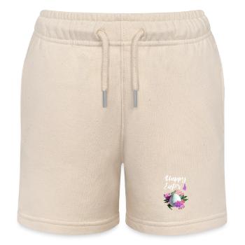 Happy Easter Flowers Easter Egg - Kids Organic Sweat Shorts by Stanley/Stella - soft Ecru - Front