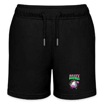 Happy Easter Easter Egg Floral Art - Kids Organic Sweat Shorts by Stanley/Stella - black - Front