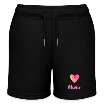 Olivia Rosa Herz Feminines Namensshirt Tee - Kinder Organic Joggingshorts Mini Bolter von Stanley/Stella - Schwarz - Vorne