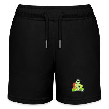 Schildkröte Motorroller - Kinder Organic Joggingshorts Mini Bolter von Stanley/Stella - Schwarz - Vorne