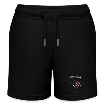 United States of America, USA, America  - Kinder Organic Joggingshorts Mini Bolter von Stanley/Stella - Schwarz - Vorne