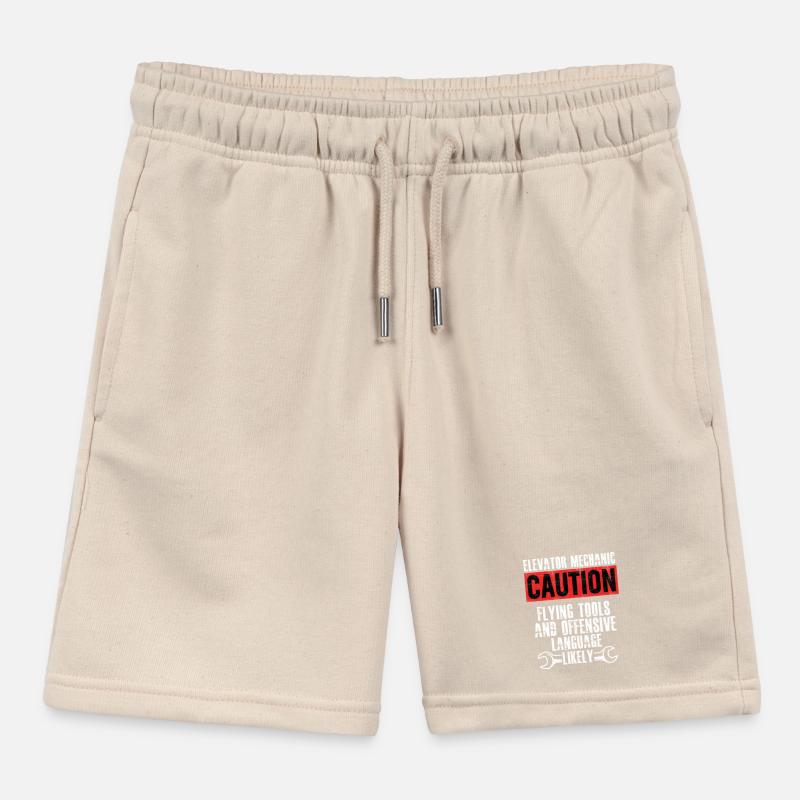 Elevator Mechanic Flying Tools Technician Kids Organic Sweat Shorts by Stanley/Stella