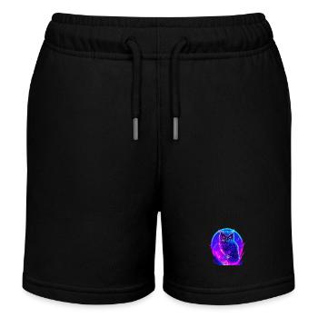 Owl Vaporwave Owls Bird Neon Artwork - Kids Organic Sweat Shorts by Stanley/Stella - black - Front