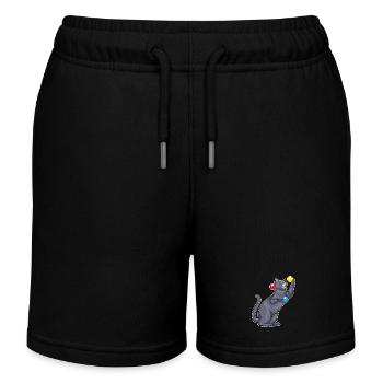 Cat juggler juggling - Kids Organic Sweat Shorts by Stanley/Stella - black - Front