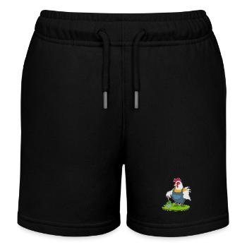Rooster Farmer Shovel Farm - Kids Organic Sweat Shorts by Stanley/Stella - black - Front
