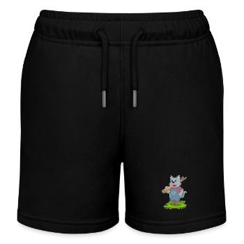 Cat Lumberjack Wood Forest - Kids Organic Sweat Shorts by Stanley/Stella - black - Front